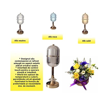 Lampa LED 22 decorativa lumina ambientala control touch 3 temperaturi de culoare Lampa LED 22 decorativa lumina ambientala control touch 3 temperaturi de culoare