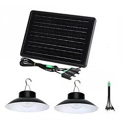 Lampa impermeabila pentru exterior CC9015 cu 2 becuri tip aplice si panou solar