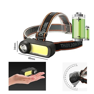 Lanterna de cap WH 1707 cu led XPE+COB ajustabila 90 de grade 2 moduri iluminare Lanterna de cap WH 1707 cu led XPE+COB ajustabila 90 de grade 2 moduri iluminare
