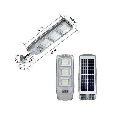 Lampa solara stradala cu senzor de miscare telecomanda 100W cu 3 casete Model JG 803 Lampa solara stradala cu senzor de miscare telecomanda 100W cu 3 casete Model JG 803