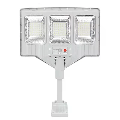 Lampa solara stradala cu telecomanda JG 703 cu 3 casete 108 LED 6000K senzor de miscare 100W Lampa solara stradala cu telecomanda JG 703 cu 3 casete 108 LED 6000K senzor de miscare 100W