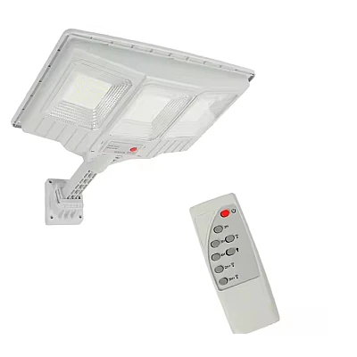 Lampa solara stradala cu telecomanda JG 703 cu 3 casete 108 LED 6000K senzor de miscare 100W Lampa solara stradala cu telecomanda JG 703 cu 3 casete 108 LED 6000K senzor de miscare 100W