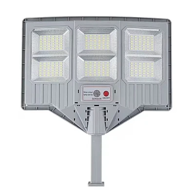 Lampa solara stradala cu telecomanda JG 706 cu 6 casete 108 LED 6000K senzor de miscare 150W Lampa solara stradala cu telecomanda JG 706 cu 6 casete 108 LED 6000K senzor de miscare 150W
