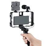 Selfie Stick pentru telefonul mobil AY 49X lumina complementara LED trepied microfon
