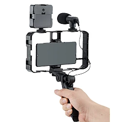 Selfie Stick pentru telefonul mobil AY 49X lumina complementara LED trepied microfon