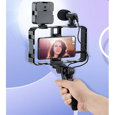 Selfie Stick pentru telefonul mobil AY 49X lumina complementara LED trepied microfon Selfie Stick pentru telefonul mobil AY 49X lumina complementara LED trepied microfon