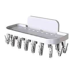 Suport autoadeziv pentru baie cu 17 cleme pliabil 36 x 15 x 14.5 cm alb