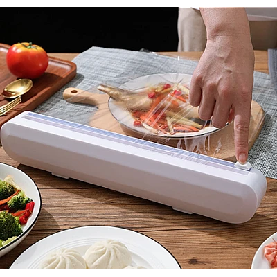 Dispenser pentru folia alimentara cu lama de taiere alb