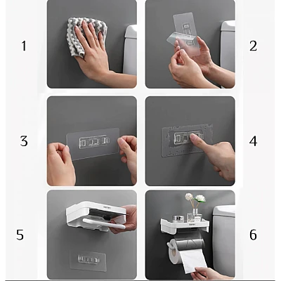 Suport multifunctional autoadeziv pentru hartie igienica