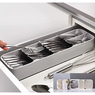 Organizator pentru tacamuri 5 compartimente Alb