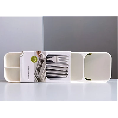 Organizator pentru tacamuri 5 compartimente Alb