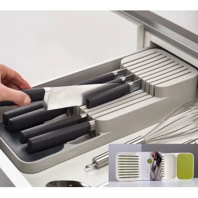 Organizator / suport pentru cutite 2 nivele pentru 18 cutite Alb