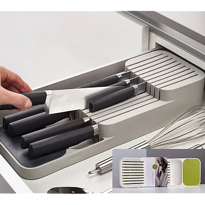 Organizator / suport pentru cutite 2 nivele pentru 18 cutite Alb
