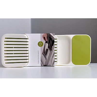 Organizator / suport pentru cutite 2 nivele pentru 18 cutite Alb