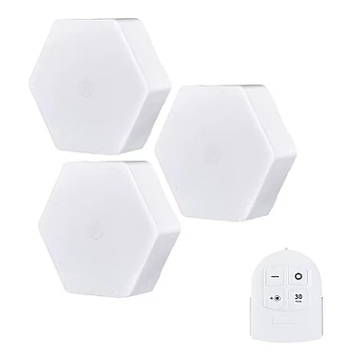 Set 3 spoturi hexagonale LED cu telecomanda