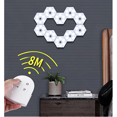 Set 3 spoturi hexagonale LED cu telecomanda