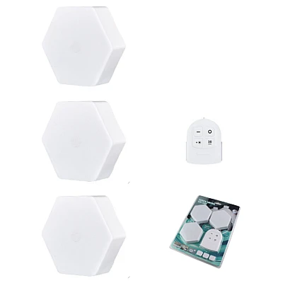 Set 3 spoturi hexagonale LED cu telecomanda