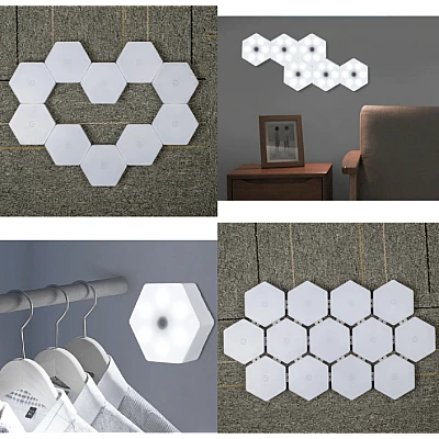 Set 3 spoturi hexagonale LED cu telecomanda