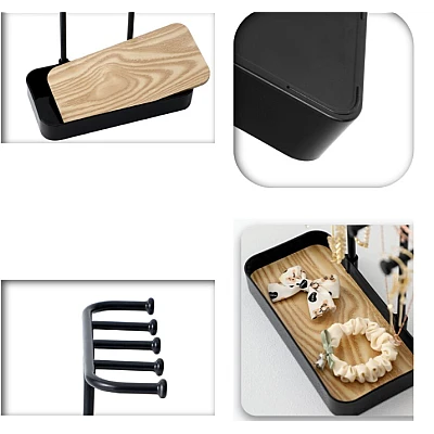 Suport pentru bijuterii cu 5 brate 20 x 10 x 19 cm NEGRU
