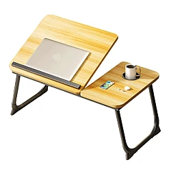 Masa pliabila pentru laptop cu suport pentru pahar reglabila pe inaltime 5 pozitii LEMN NATUR