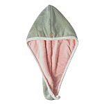 Prosop turban cu nasture pentru uscare par VERDE