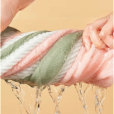 Prosop turban cu nasture pentru uscare par VERDE