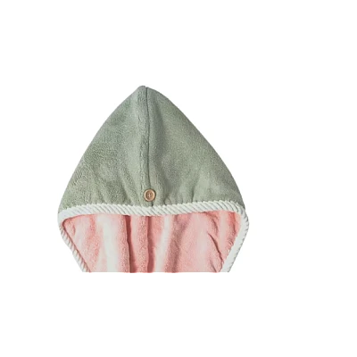 Prosop turban cu nasture pentru uscare par VERDE