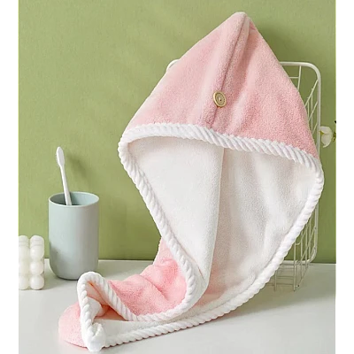 Prosop turban cu nasture pentru uscare par ROZ