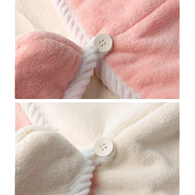Prosop turban cu nasture pentru uscare par ROZ