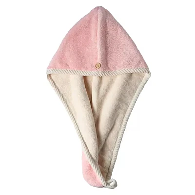 Prosop turban cu nasture pentru uscare par ROZ