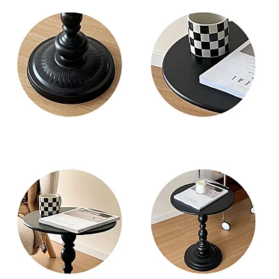 Masuta rotunda pentru cafea fier 52 x 38 cm NEGRU