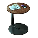 Masuta rotunda pentru cafea lemn cu metal 50 x 60 cm natur cu negru