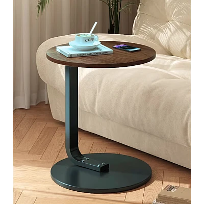 Masuta rotunda pentru cafea lemn cu metal 50 x 60 cm natur cu negru