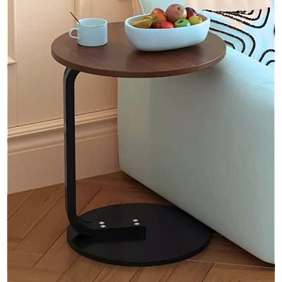 Masuta rotunda pentru cafea lemn cu metal 50 x 60 cm natur cu negru