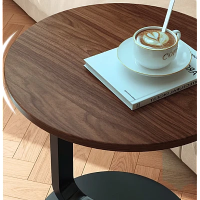 Masuta rotunda pentru cafea lemn cu metal 50 x 60 cm natur cu negru