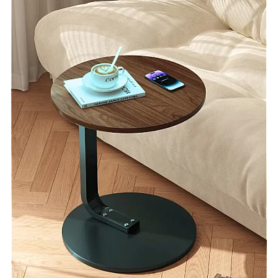 Masuta rotunda pentru cafea lemn cu metal 50 x 60 cm natur cu negru