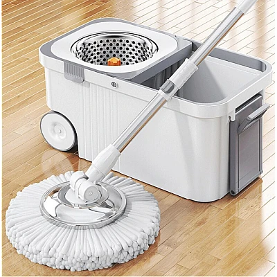 Set mop rotativ 360 grade cu galeata centrifuga din inox galeata portabila sistem evacuare apa Set mop rotativ 360 grade cu galeata centrifuga din inox galeata portabila sistem evacuare apa