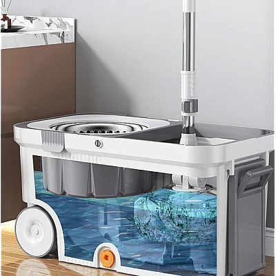 Set mop rotativ 360 grade cu galeata centrifuga din inox galeata portabila sistem evacuare apa Set mop rotativ 360 grade cu galeata centrifuga din inox galeata portabila sistem evacuare apa