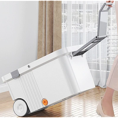 Set mop rotativ 360 grade cu galeata centrifuga din inox galeata portabila sistem evacuare apa Set mop rotativ 360 grade cu galeata centrifuga din inox galeata portabila sistem evacuare apa