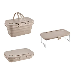 Lighean pliabil 2 in 1 cu masuta picnic 8L BEJ