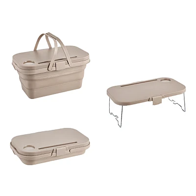 Lighean pliabil 2 in 1 cu masuta picnic 8L BEJ