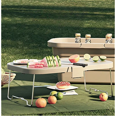 Lighean pliabil 2 in 1 cu masuta picnic 8L BEJ