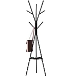 Cuier haine cu suport din lemn pentru accesorii 9 carlige otel carbon 180 x 45 cm