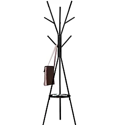 Cuier haine cu suport din lemn pentru accesorii 9 carlige otel carbon 180 x 45 cm
