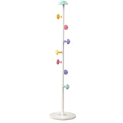 Cuier pentru haine 7 carlige in forma de ciuperca otel carbon 167 x 30 cm ALB