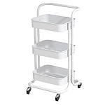 Raft portabil cu 3 nivele de depozitare maner pentru transportare din metal 45x37x82cm ALB