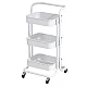 Raft portabil cu 3 nivele de depozitare maner pentru transportare din metal 45x37x82cm ALB Raft portabil cu 3 nivele de depozitare maner pentru transportare din metal 45x37x82cm ALB