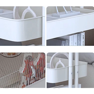 Raft portabil cu 3 nivele de depozitare maner pentru transportare din metal 45x37x82cm ALB Raft portabil cu 3 nivele de depozitare maner pentru transportare din metal 45x37x82cm ALB