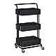 Raft portabil cu 3 nivele de depozitare maner pentru transportare din metal 45x37x82cm NEGRU Raft portabil cu 3 nivele de depozitare maner pentru transportare din metal 45x37x82cm NEGRU