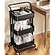 Raft portabil cu 3 nivele de depozitare maner pentru transportare din metal 45x37x82cm NEGRU Raft portabil cu 3 nivele de depozitare maner pentru transportare din metal 45x37x82cm NEGRU
